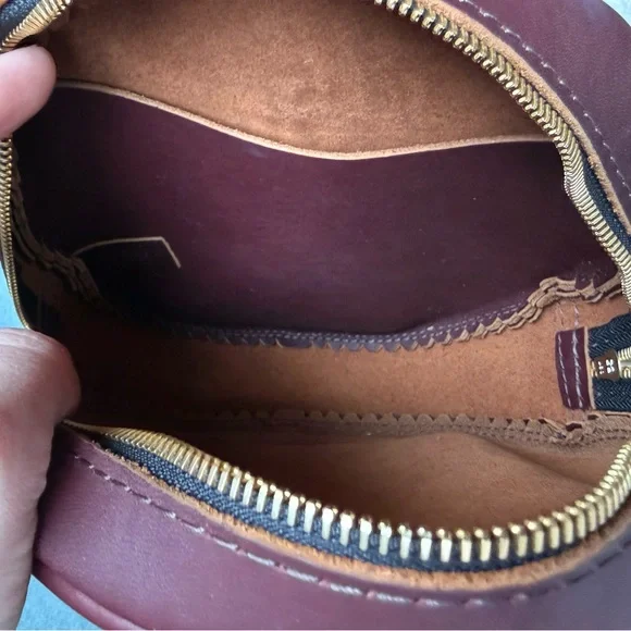 Round Leather Crossbody Bag - Brown - Picture 7 of 8